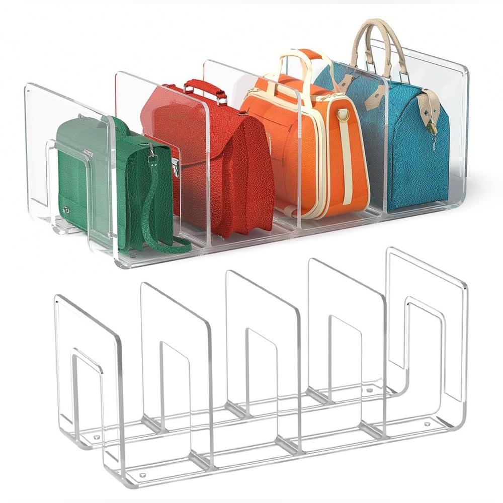 Plastic Purse Handbag Organizer Closet Shelf Divider Purse Display Clear 2 Pcs